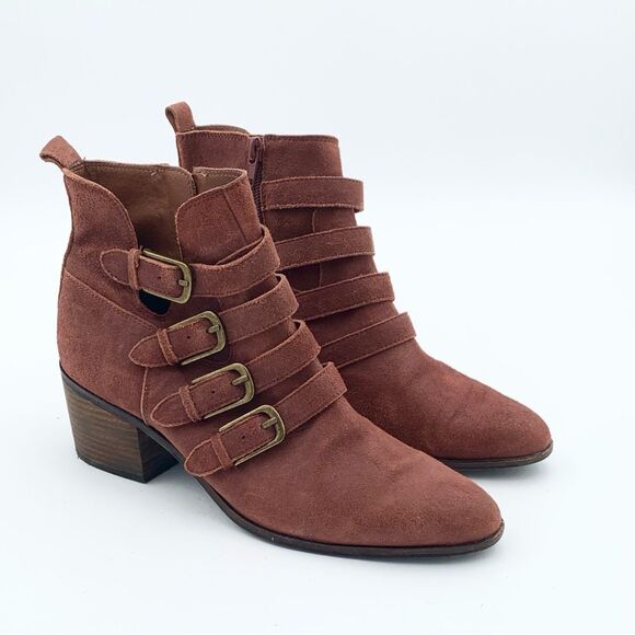 Lucky Brand equestrian style Suede Ankle Boots - Rust colored size 8.5 - Picture 1 of 12